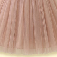 Girls Light Brown Floral Applique Sleeveless Party Gown Party Dresses