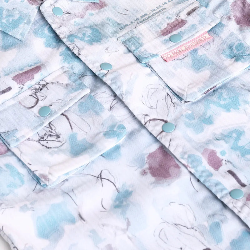 Boys Blue Abstract Printed Shirt With Shorts & T-Shirt Sets Sets