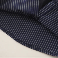 Boys Dark Blue Striped Button-Down Shirt With Shorts Sets Sets
