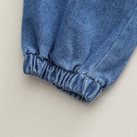 Boys Blue Half Zipper Denim Jacket With Jogger Co-ord Sets Sets