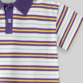Boys Purple Striped Short Sleeve Polo T-Shirt Tshirts
