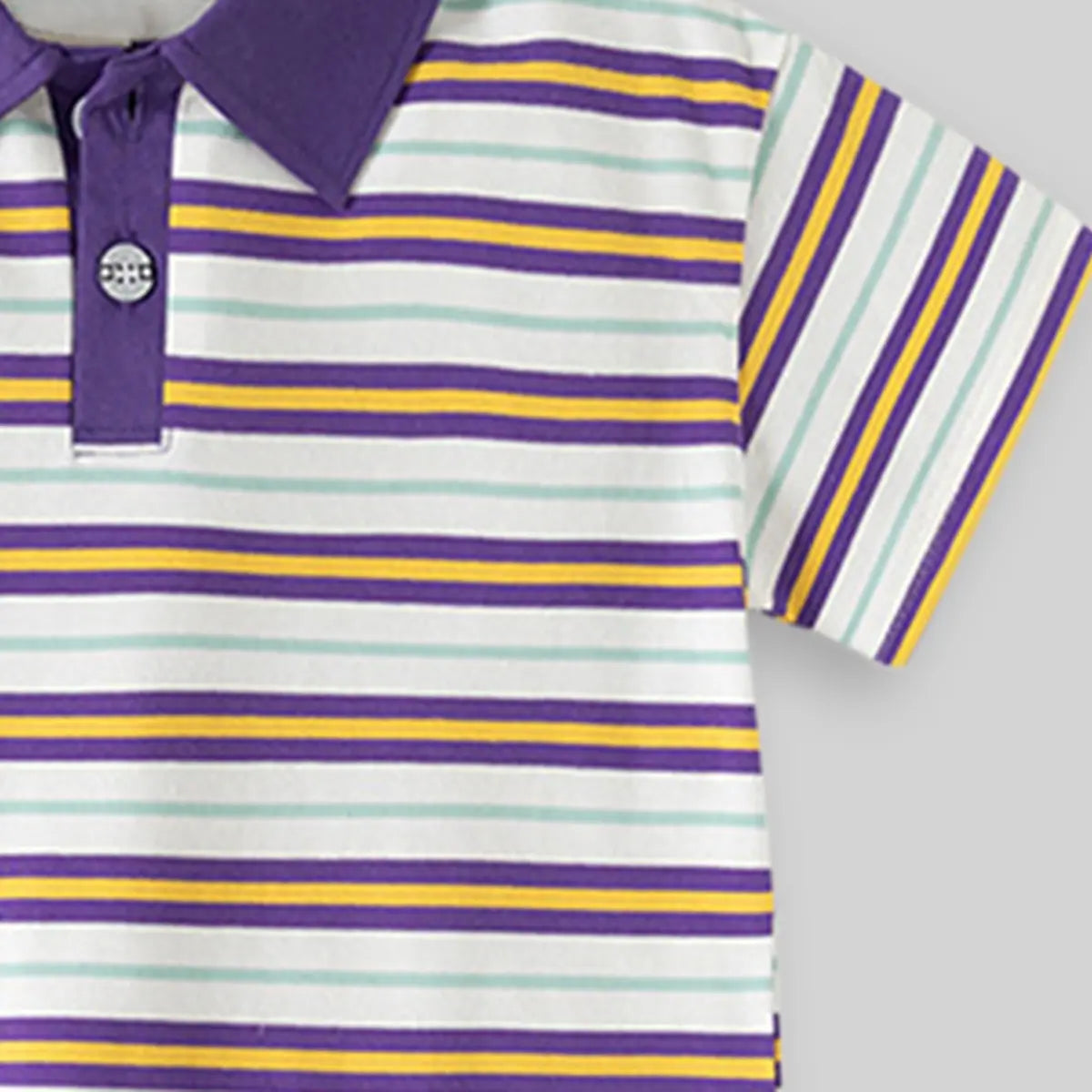 Boys Purple Striped Short Sleeve Polo T-Shirt Tshirts