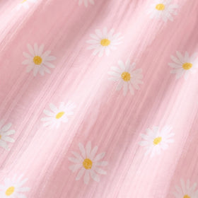 Girls Light Pink Floral Print Flutter Sleeve A-line Dress Casual Dresses