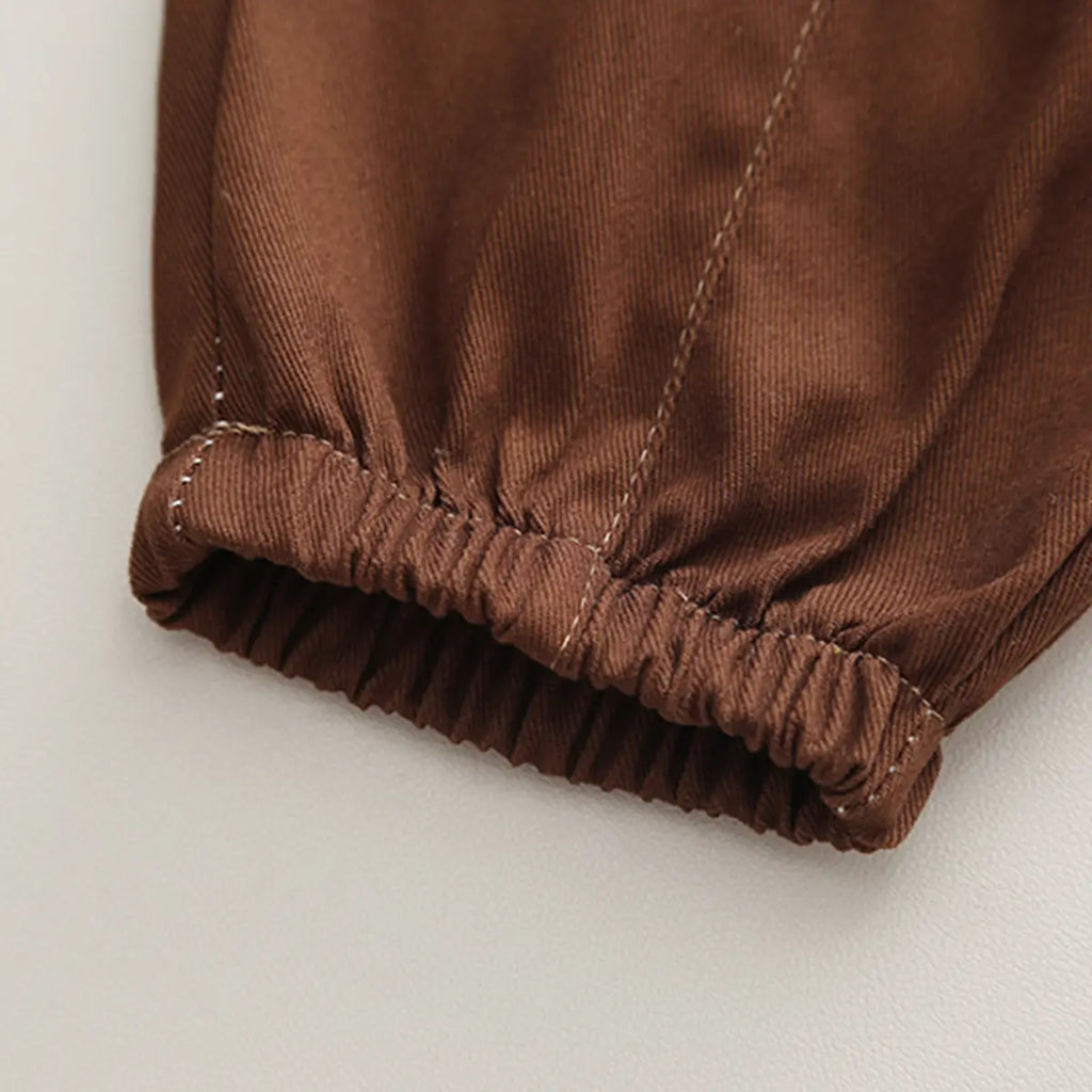 Boys Olive Green Cardigan With Shirt & Dark Brown Jogger Sets Sets