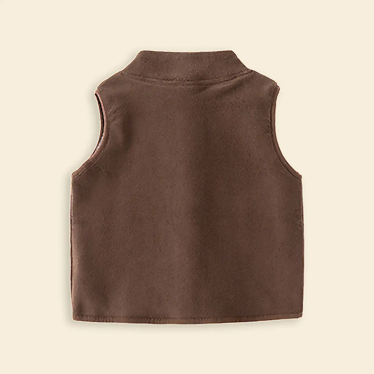 Boys Dark Brown Fleece Vest With Bear Patch Coats & Jackets