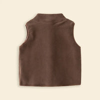 Boys Dark Brown Fleece Vest With Bear Patch Coats & Jackets