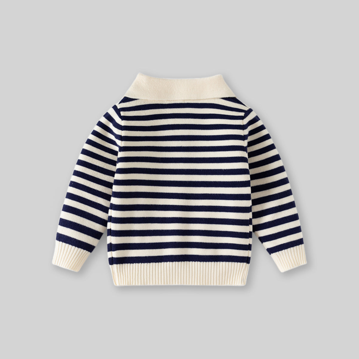 Boys Apricot Polo Sweater With Self-Design Stripe Patterns Sweaters & Cardigans