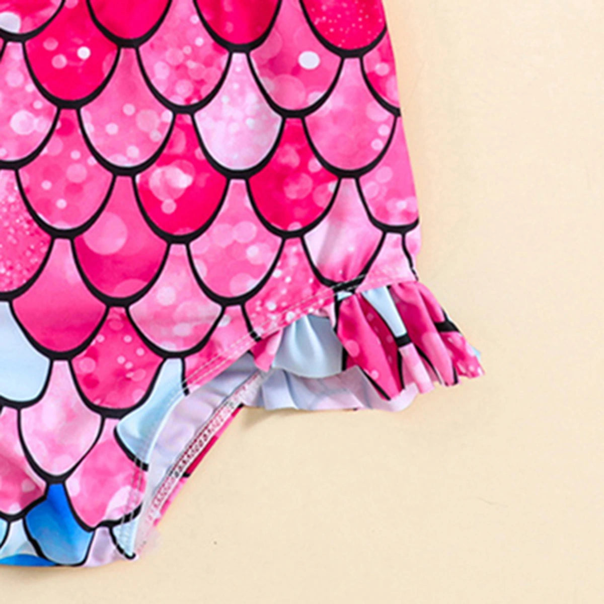 Girls Fuchsia Abstract Printed Peplum Top With Briefs Swimwear Sets Sets