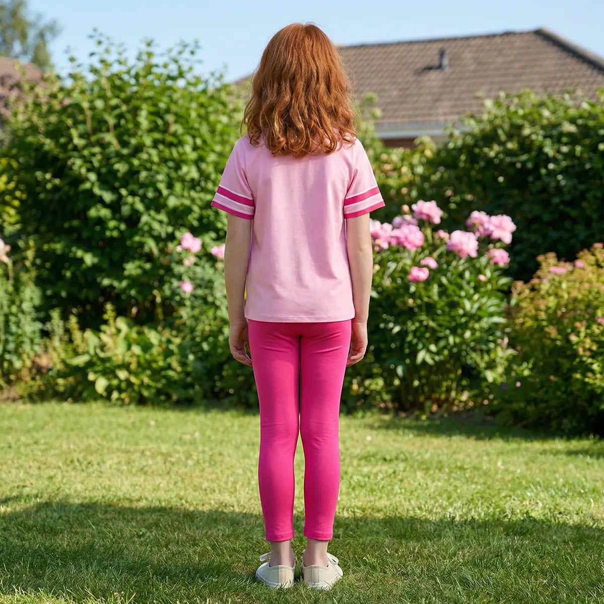Girls Pink Graphics Printed T-Shirt With Legging Sets Sets
