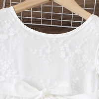 Girls White Sleeveless Fit & Flare Embroidered Dress Casual Dresses
