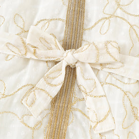 Girls White Puff Sleeve Embroidered Dress Casual Dresses
