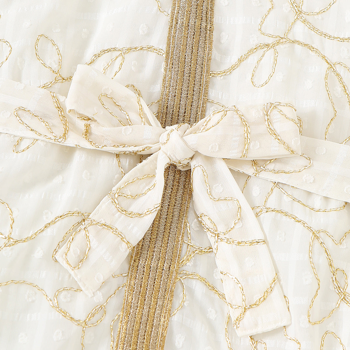 Girls White Puff Sleeve Embroidered Dress Casual Dresses