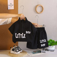 Boys Black Typographic Printed Oversized T-Shirt With Shorts Co-ord Sets Sets Black 1-2 Y