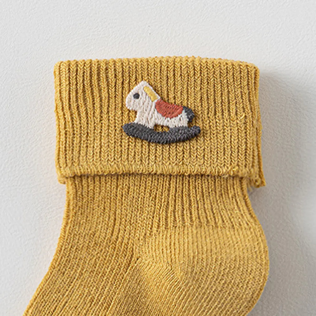 Pack of 6 Boys Multicolour Embroidery Applique Ankle Length Socks Socks