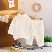 Boys Off White Fleece Zip-up Jacket With Jogger Co-ord Sets Sets