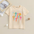 Girls Cream Star Print Short Sleeve T-Shirt Tshirts Cream 1-2 Y