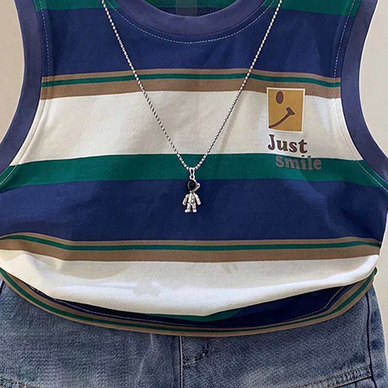 Boys Blue Striped T-Shirt With Denim Shorts Sets 2 pc. Sets