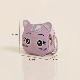 Girls Purple Cat Motif Sling Bag Sling Bags
