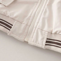 Boys Beige Typographic Printed Hooded Zipper Jacket Coats & Jackets