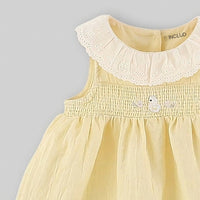Girls Yellow Embroidered Fit & Flare Casual Dress Casual Dresses
