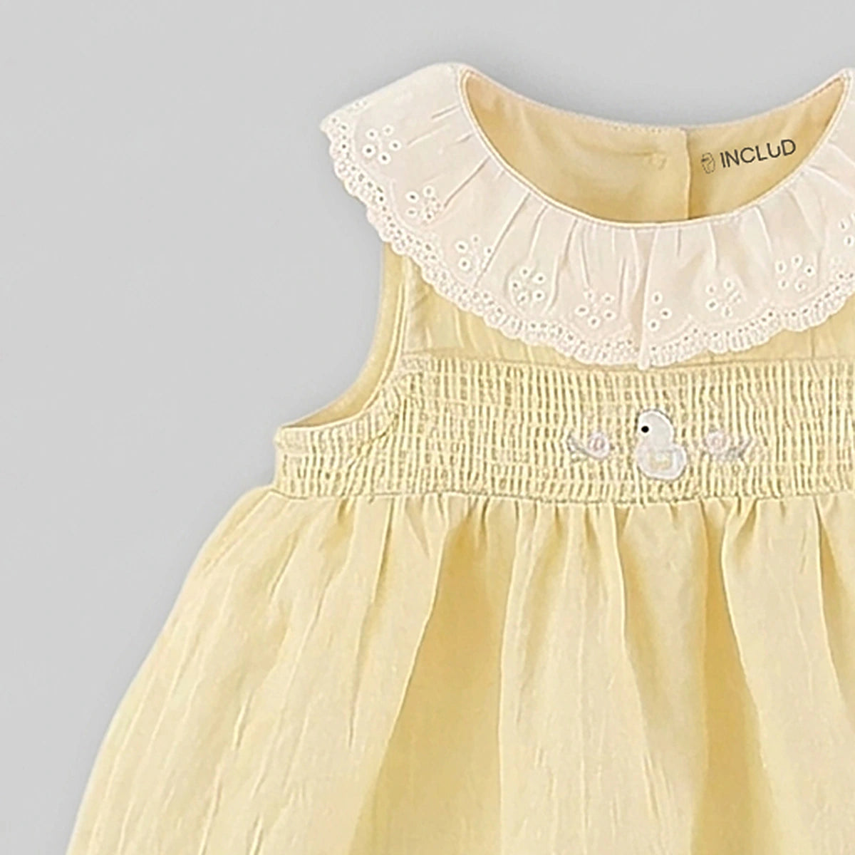 Girls Yellow Embroidered Fit & Flare Casual Dress Casual Dresses