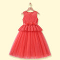 Girls Coral Sequins Embellished Sleeveless Fit & Flare Party Dress Party Dresses Coral 1-2 Y