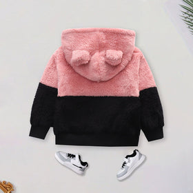 Girls Pink Solid Poly Fleece Hooded Sweatshirt Sweatshirts & Hoodies