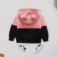 Girls Pink Solid Poly Fleece Hooded Sweatshirt Sweatshirts & Hoodies