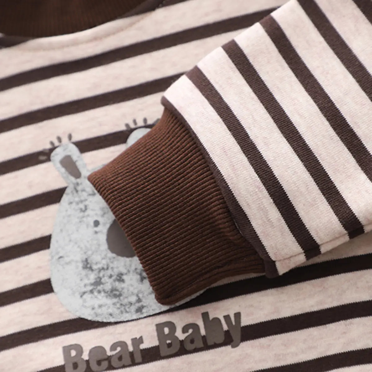Boys Brown Stripes Graphic Sweatshirt With Pants Sets 2 pc. Sets
