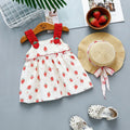 Girls Off White Strawberry Print A-Line Dress With Sun Hat Casual Dresses Off White 1-2 Y