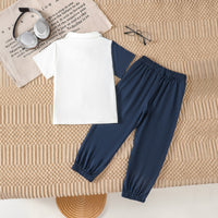 Boys Multicolor Short Sleeves Polo T-Shirt With Bottom Elasticated Pants Set 2 pc. Sets