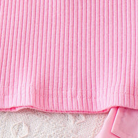 Girls Light Pink Ribbed Polo Top With Shorts Sets 2 pc. Sets