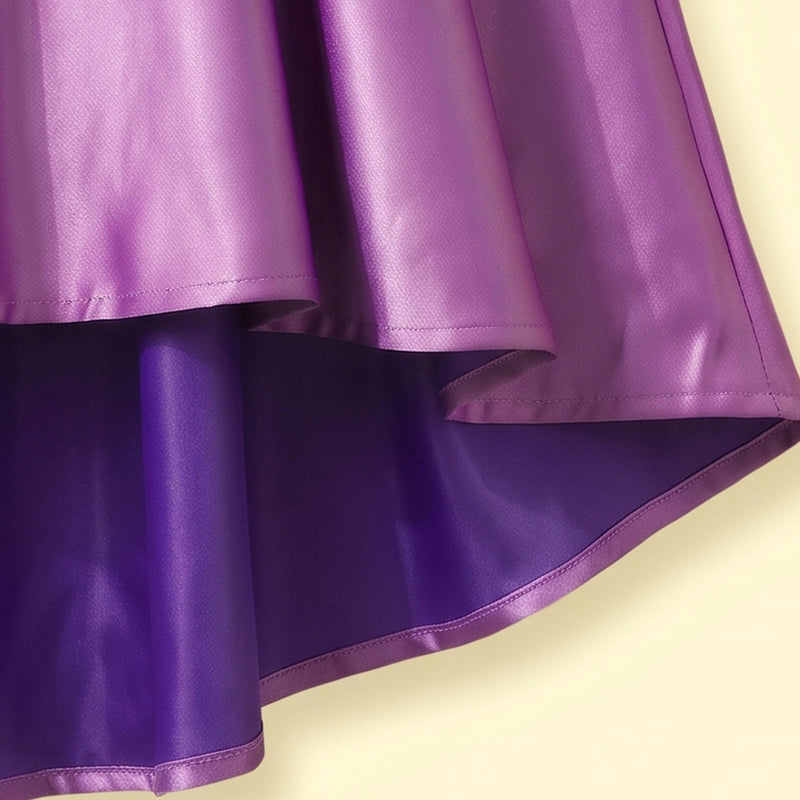 Girls Purple Floral Applique Sleeveless High-Low Party Dress Party Dresses