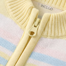 Girls Multicolour Striped Long Sleeve Cardigan Sweaters & Cardigans