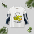 Boys White Typographic Printed Long Sleeves T-Shirt Tshirts White 1-2 Y