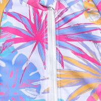 Girls Multicolor Tropical Printed Swimwear Bodysuit Beachwear