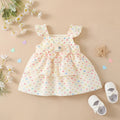 Girls Apricot Heart Print A-Line Dress With Bow Details Casual Dresses Apricot 1-2 Y