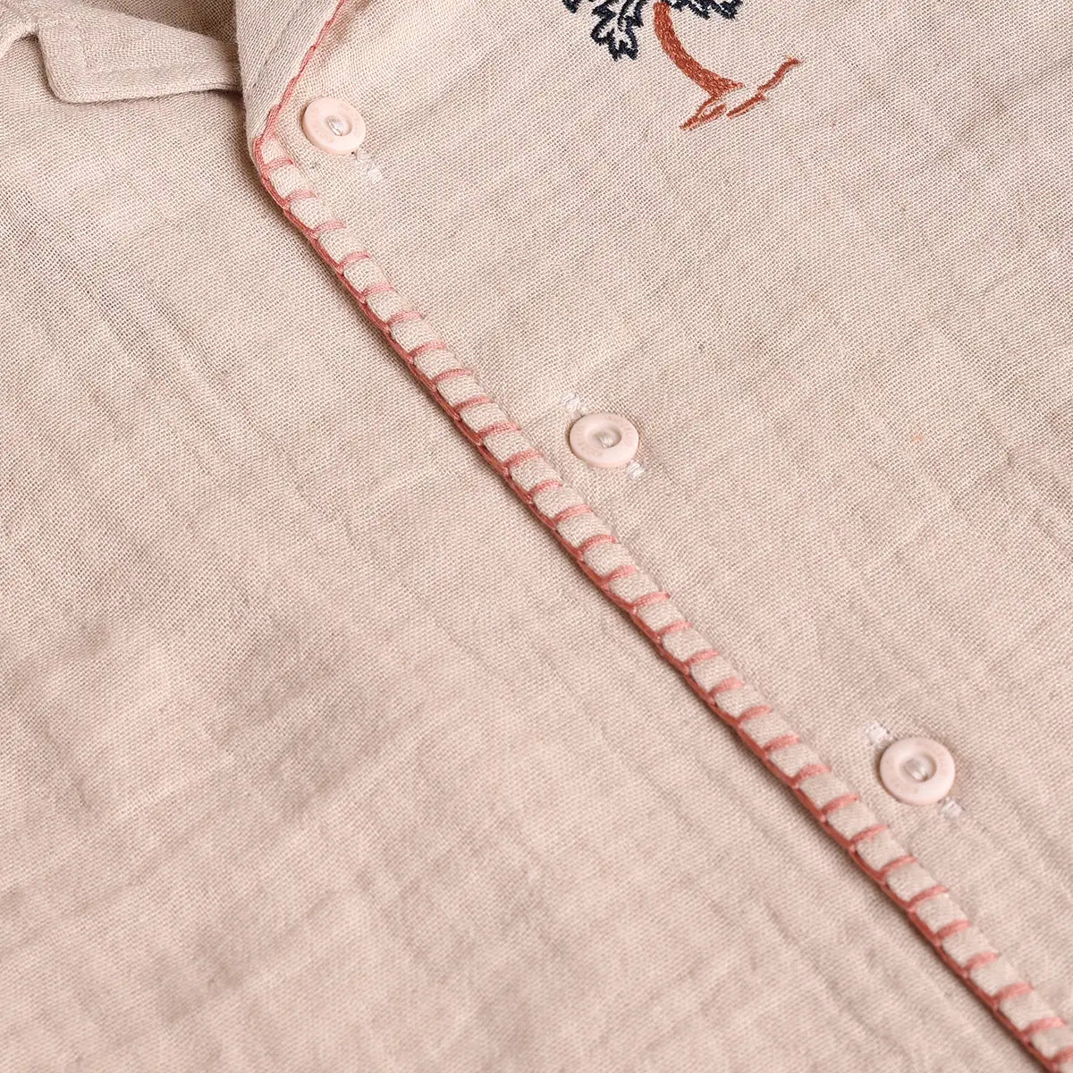 Boys Peach Embroidered Shirt With Cargo Pocket Shorts Sets 2 pc. Sets