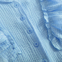 Girls Blue Textured Ruffled Top with Tiered Skirt Sets 2 pc. Sets