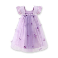 Girls Lavender Butterfly Applique A-line Dress Casual Dresses