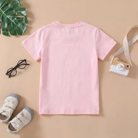 Girls Pink Strawberry Print Short Sleeve T-Shirt Tshirts