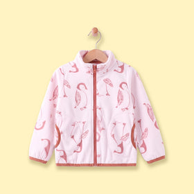 Girls Pink Fleece Penguin Print Jacket Coats & Jackets Pink 2-3 Y