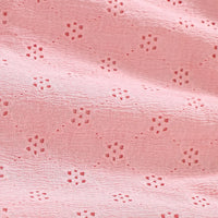 Girls Pink Schiffli Embroidered Fit & Flare Dress with Flutter Sleeves Casual Dresses