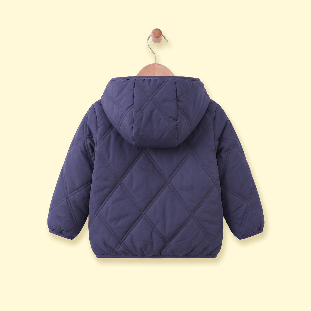 Boys Navy Blue Long Sleeve Hooded Puffer Jacket Coats & Jackets