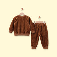 Boys Brown Teddy Applique Sweatshirt With Pants Sets 2 pc. Sets