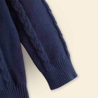 Boys Navy Blue Self-Design Cable-Knit Sweater Sweaters & Cardigans