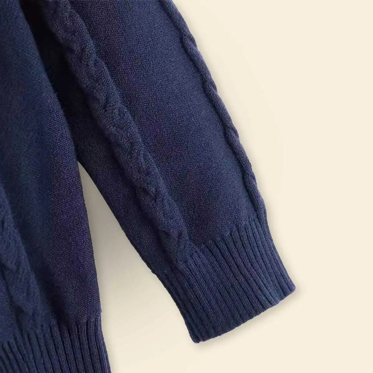 Boys Navy Blue Self-Design Cable-Knit Sweater Sweaters & Cardigans
