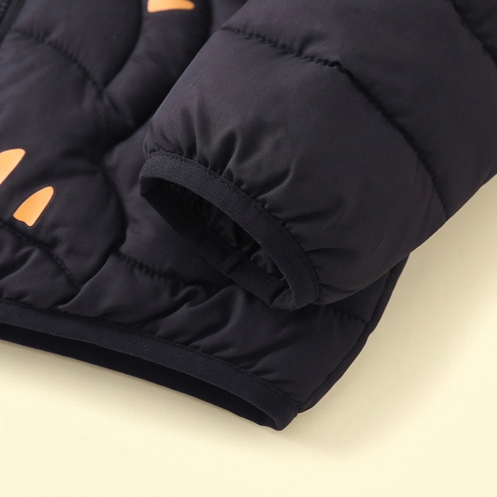 Boys Black Bear Ear On Hood Quilted Zip-up Jacket Coats & Jackets