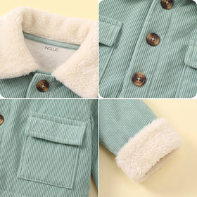 Girls Green Textured Long Sleeve Crop Jacket Coats & Jackets