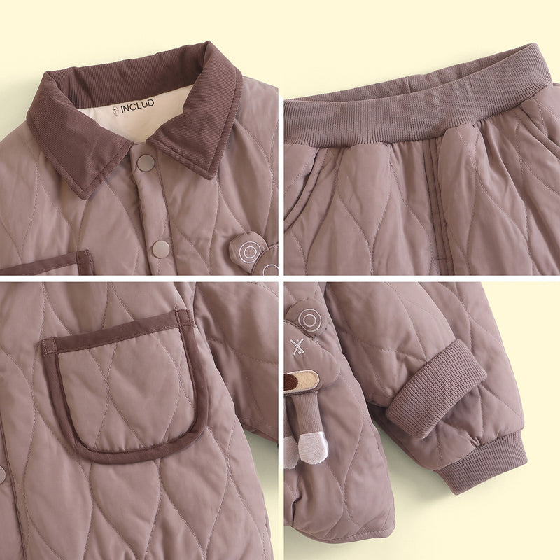 Boys Light Brown Quilted Jacket & Joggers Co-ord Sets Sets